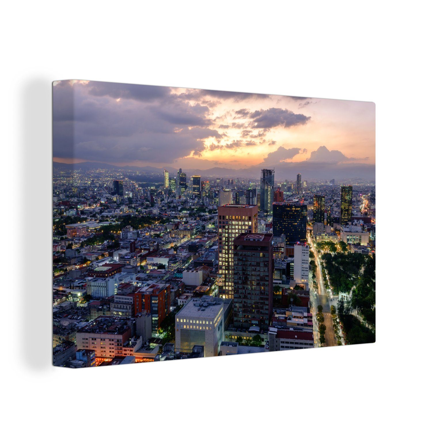 OneMillionCanvasses® Leinwandbild Skyline von Mexiko-Stadt, (1 St), Wandbild Leinwandbilder, Aufhängefertig, Wanddeko, 30x20 cm