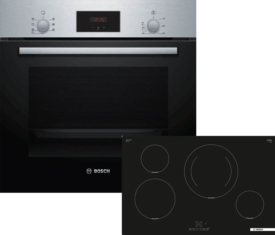 BOSCH Backofen-Set HBF133BR0, mit Auszug nachrüstbar, 3D Heißluft / Rote LED-Display-Steuerung / EcoClean Direct