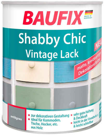 Baufix Acryl-Buntlack Shabby Chc Vintage Lack, 0,75 Liter, grau