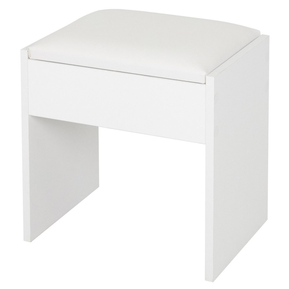 ML-DESIGN Schminktisch Moderner Polsterhocker im edlen Design hoher Sitzkomfort, Weiß 40x43x29,5 cm mit gepolstertem Kissen und Bezug aus Kunstleder