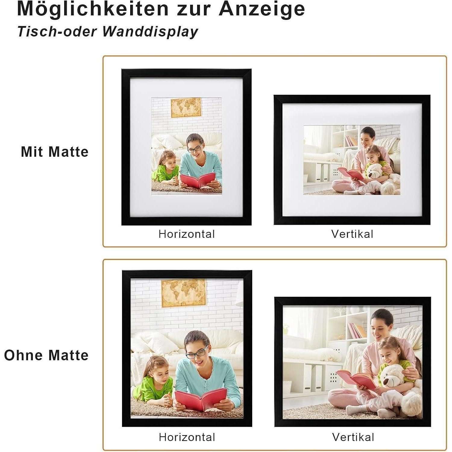 LuxusKollektion Bilderrahmen Bilderrahmen 10x8 7x5 Holz Acrylglas Tisch Wand 20x25 cm Schwarz