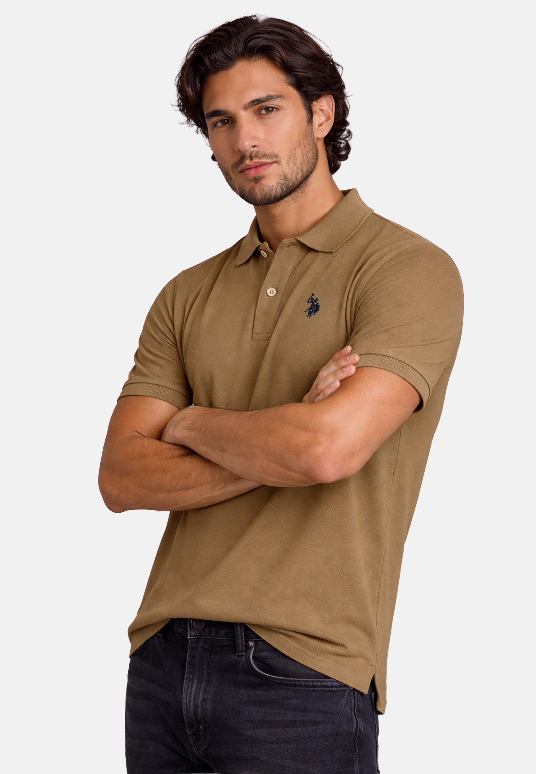 U.S. Polo Assn. Poloshirt USArrchie – Herren Classic Fit kurzarm mit Logo-Stickerei Mit Flachstrick-Kragen, Knopfleiste und elastischer Baumwollmischung