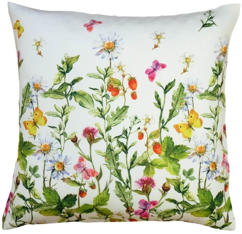 Kissenbezüge Kissen-Bezug Blumenwiese bunt 40x40 cm, matches21 HOME & HOBBY (1 Stück), Wohnzimmer Kissen-Hülle als Deko-Kissen Zier-Kissen Sofa-Kissen