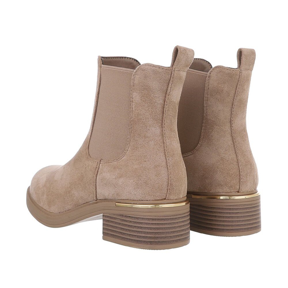 Ital-Design Damen Chelsea Freizeit Chelseaboots (84337982) Blockabsatz Chelsea Boots in Hellbraun