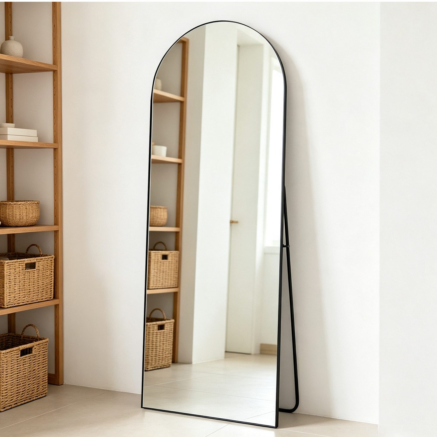 CASSILANDO Ganzkörperspiegel gewölbter Bodenspiegel, großer Boden-Spiegel,mit Alu-Rahmen,162*53cm (Packung), Ganzkörperspiegel mit Halterung, Wandspiegel,Gewölb – Bild 4 von 5