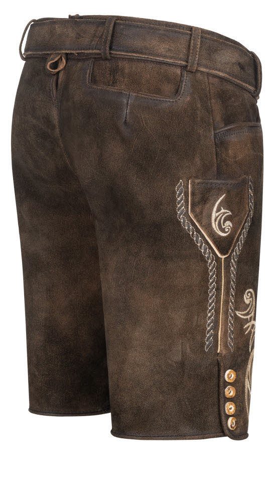 Nübler Trachtenlederhose Lederhose kurz RV Hudson in Dunkelbraun von Nübler günstig online kaufen