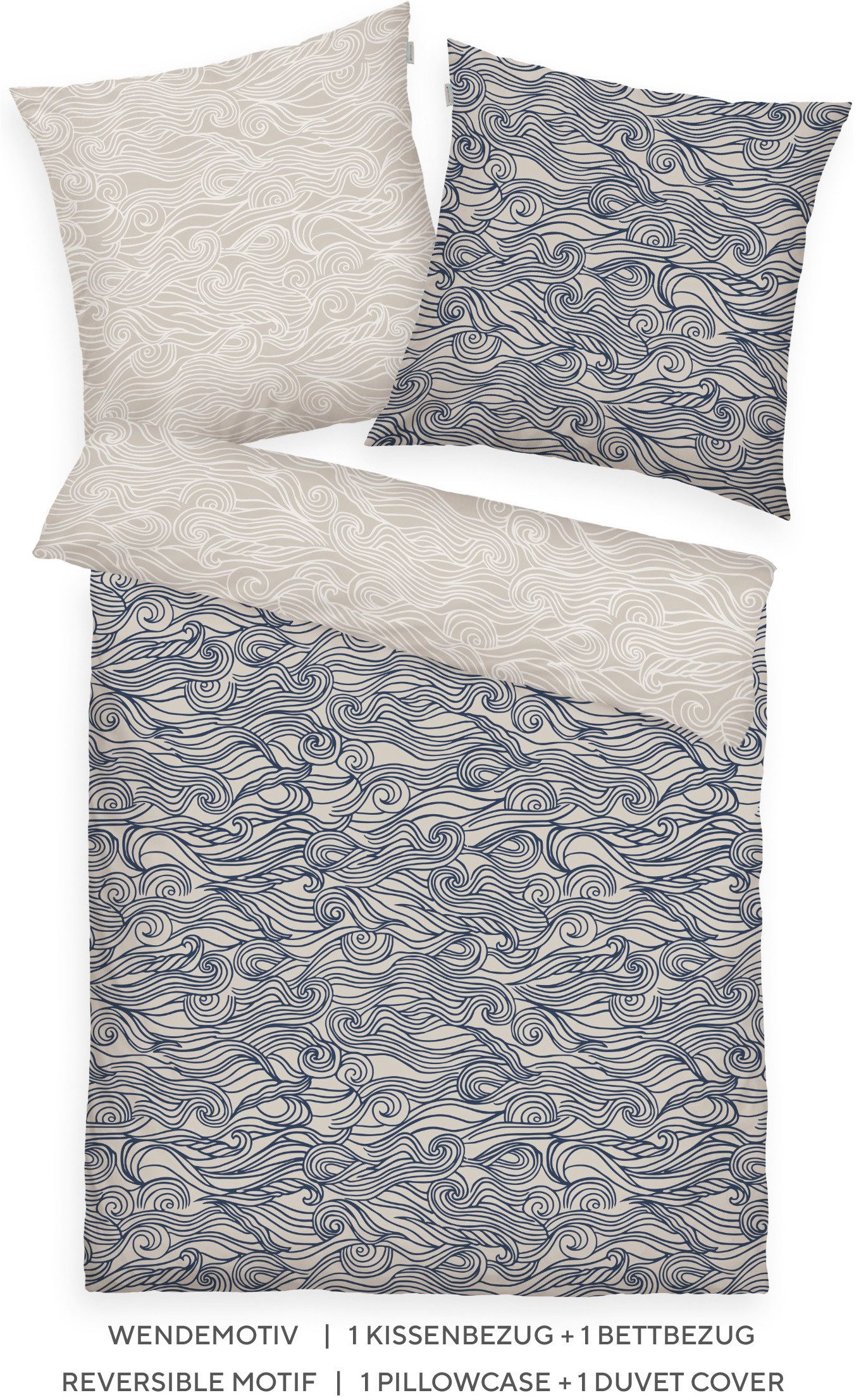 TOM TAILOR HOME Bettwäsche WAVES, Renforcé, 2 teilig, new bedroom, gewebtes Label