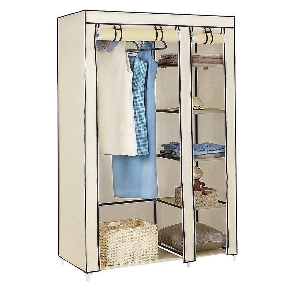 JEOBEST Stoffschrank Kleiderschrank, Stoffschrank, faltbare Garderobe mit Kleiderstangen mit Kleiderstange, Reißverschluss & Ablagen