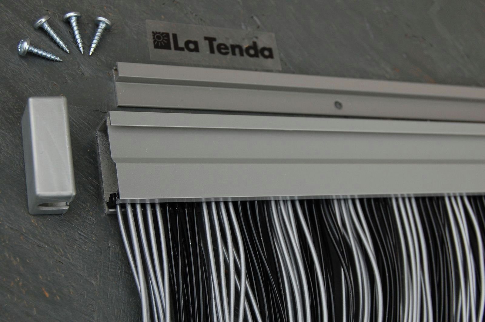individuell Länge PVC Tenda Tenda 90 Streifenvorhang - TRENTO schwarz, cm, La Breite 3 La kürzbar 210 Insektenschutz-Vorhang und x
