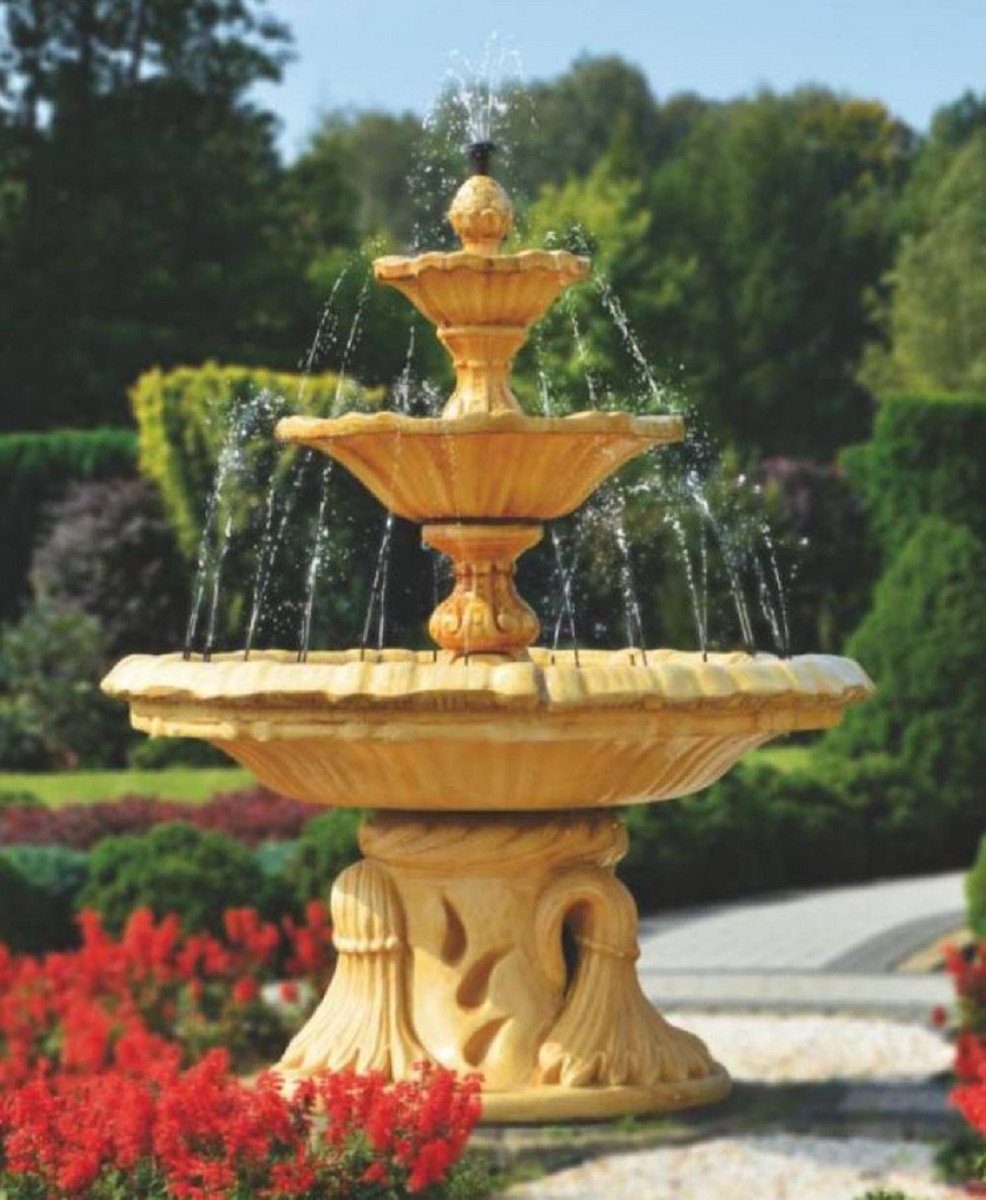 Casa Padrino Gartenbrunnen Jugendstil Springbrunnen Beige Ø 155 x H