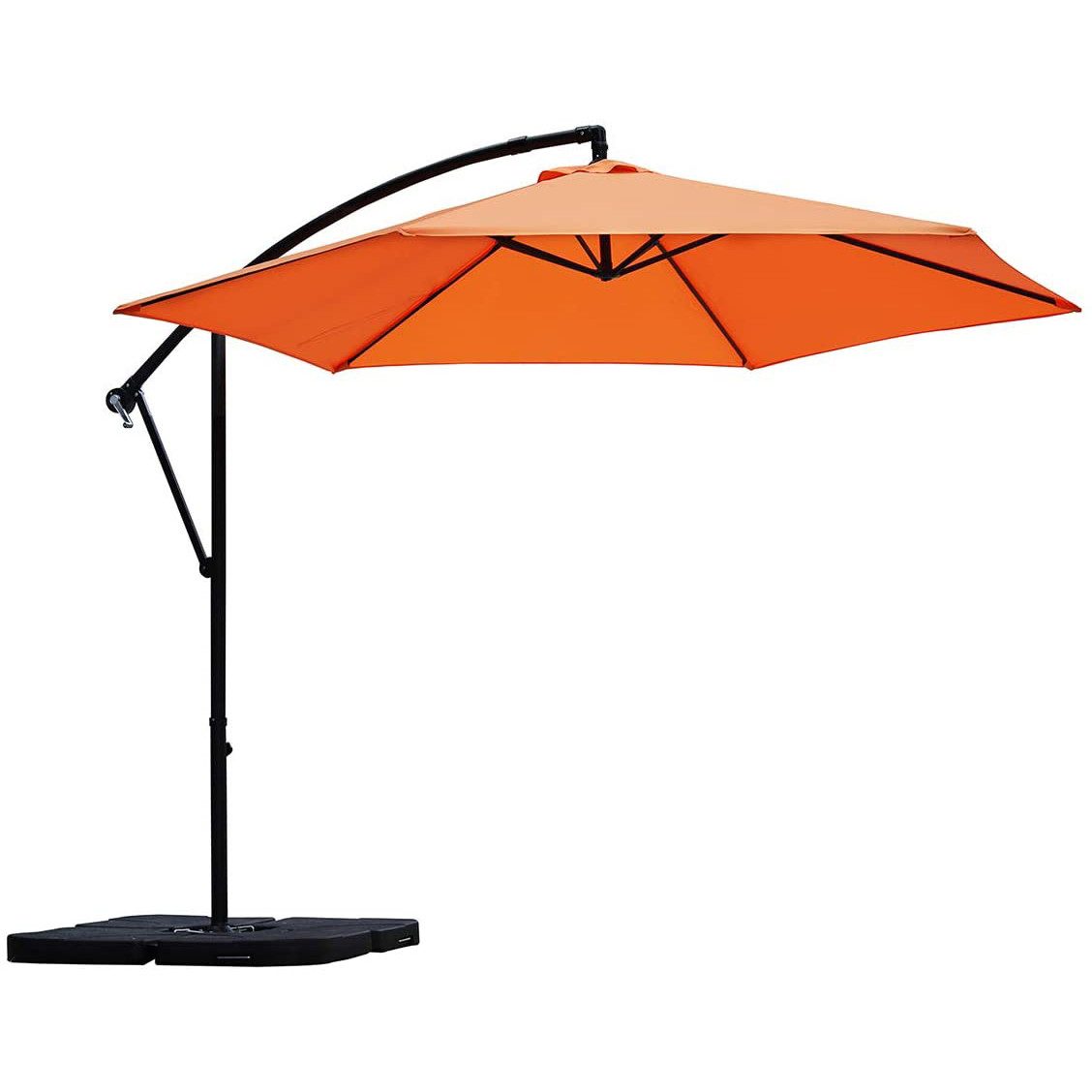 Sekey Sonnenschirm Ø300cm Ampelschirm mit Kreuzständer, Gartenschirm mit Kurbel, UV50+, LxB: 300x300 cm, mit/ohne LED-Lichtern, leicht zu öffnen und zu schließen