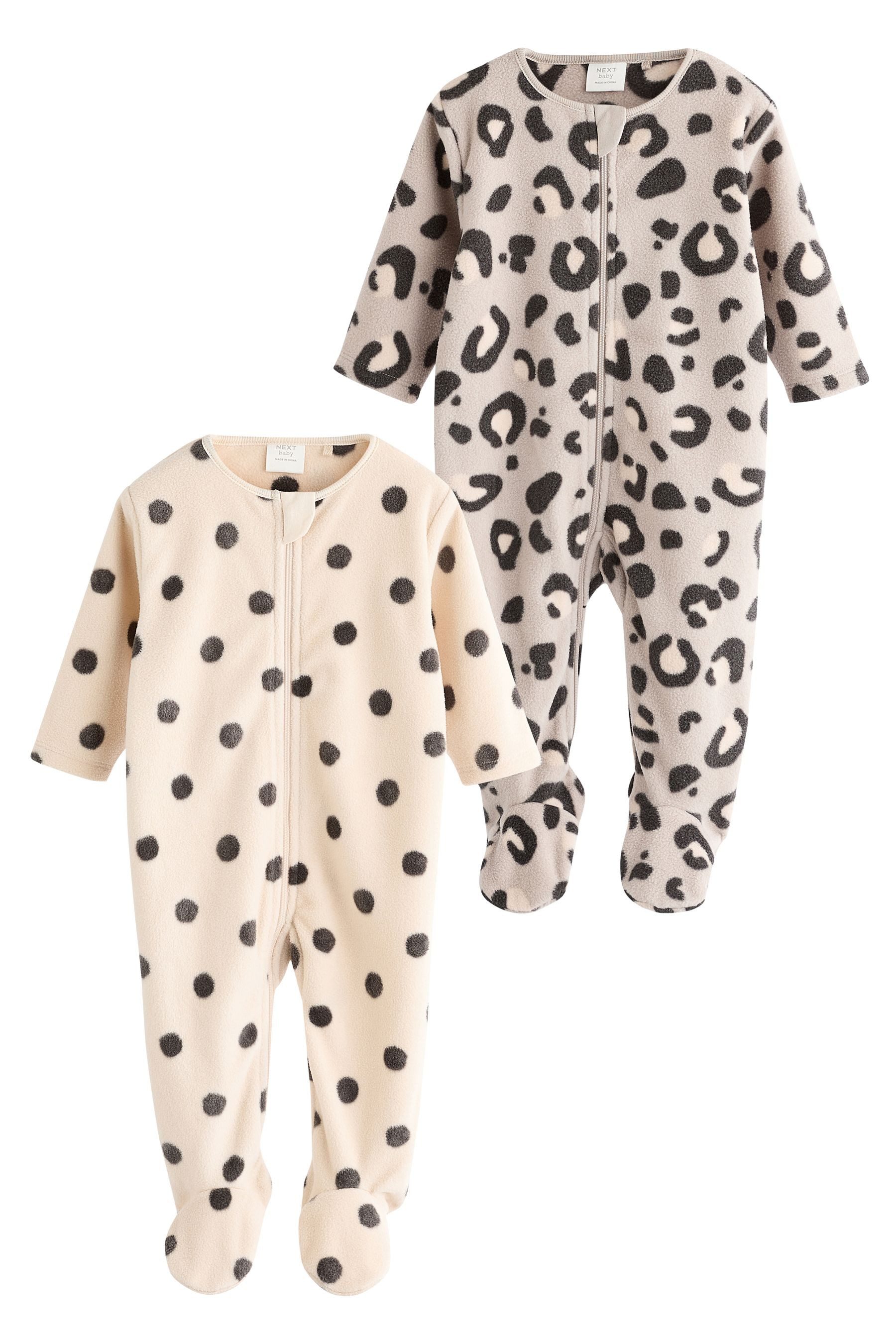 Schlafoverall Babyschlafanzüge aus Microfleece, 2er-Pack