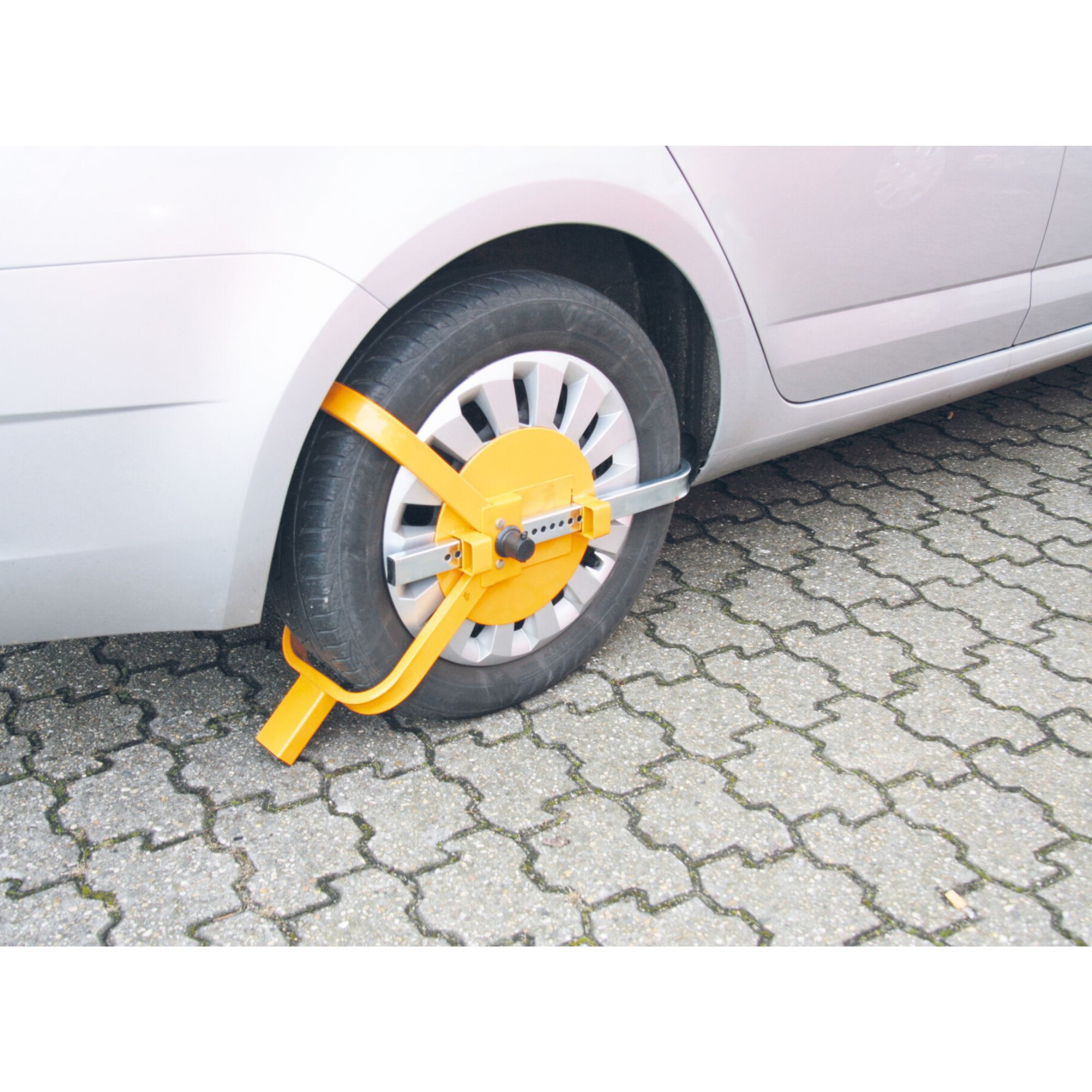 BASI Radkralle KFZ Diebstahlsicherung (Packung), Wegfahrsperre, Reifen 13-17?, Parkkralle, Farbe Gelb, 2 Schlüssel