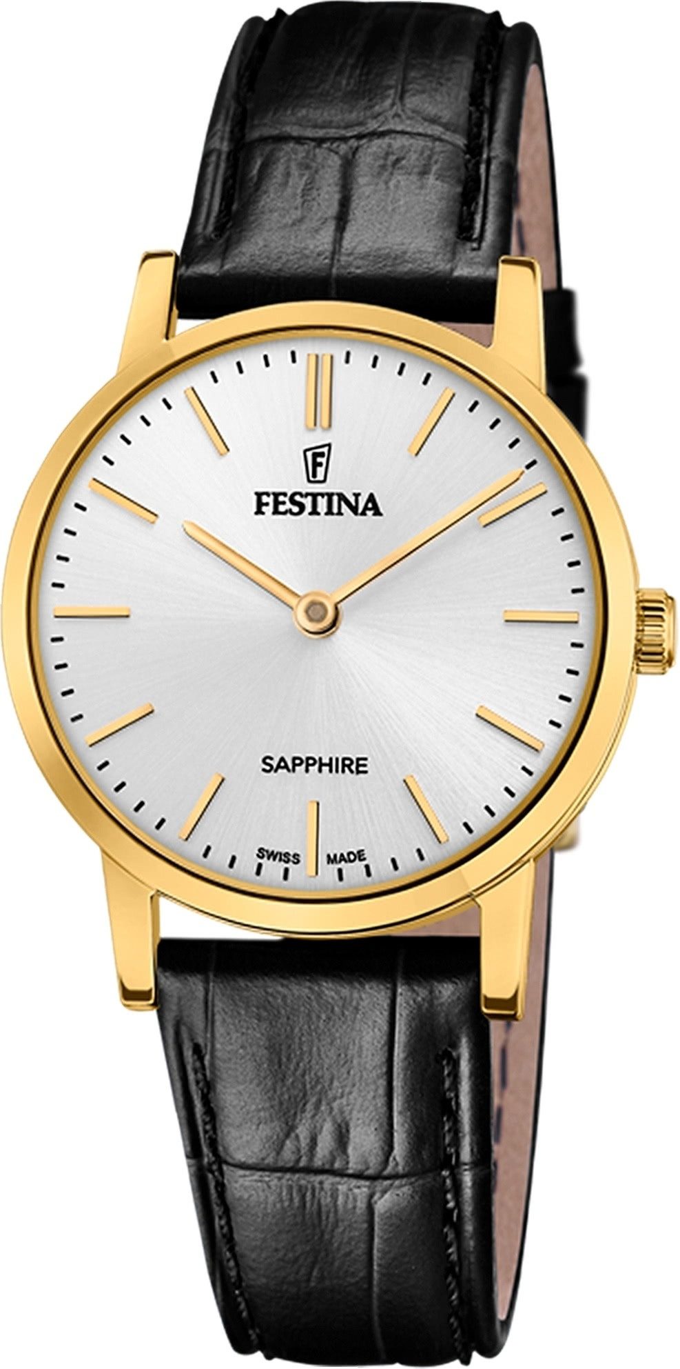 Quarzuhr Festina Damenuhr Leder schwarz Festina