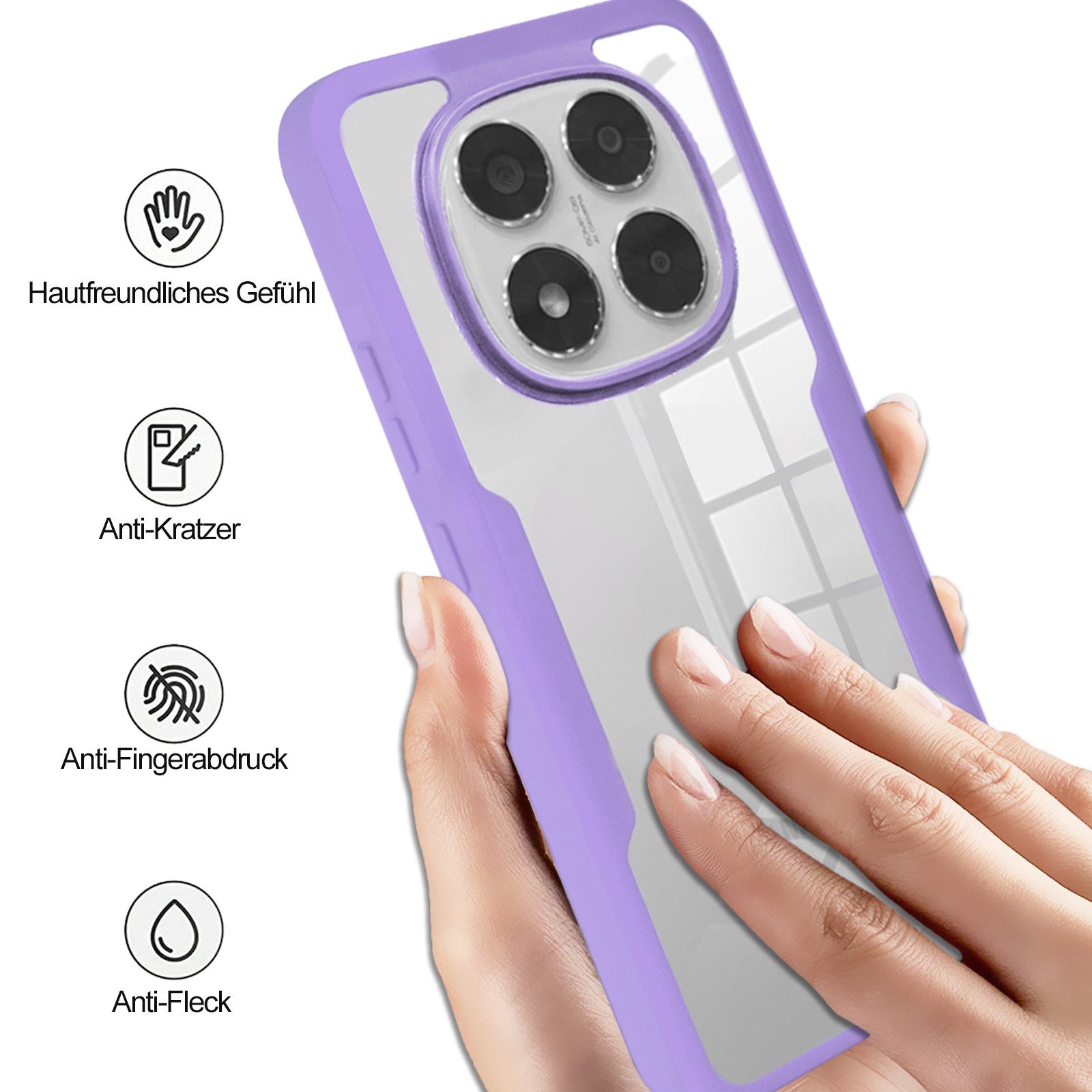 betterfon Handyhülle für Xiaomi Redmi Note 14 Pro 5G / Redmi Note 14 Pro+, 2-teiliges 360 Grad Schutzcase mit Rundumschutz und passgenauer Form – Bild 4 von 5
