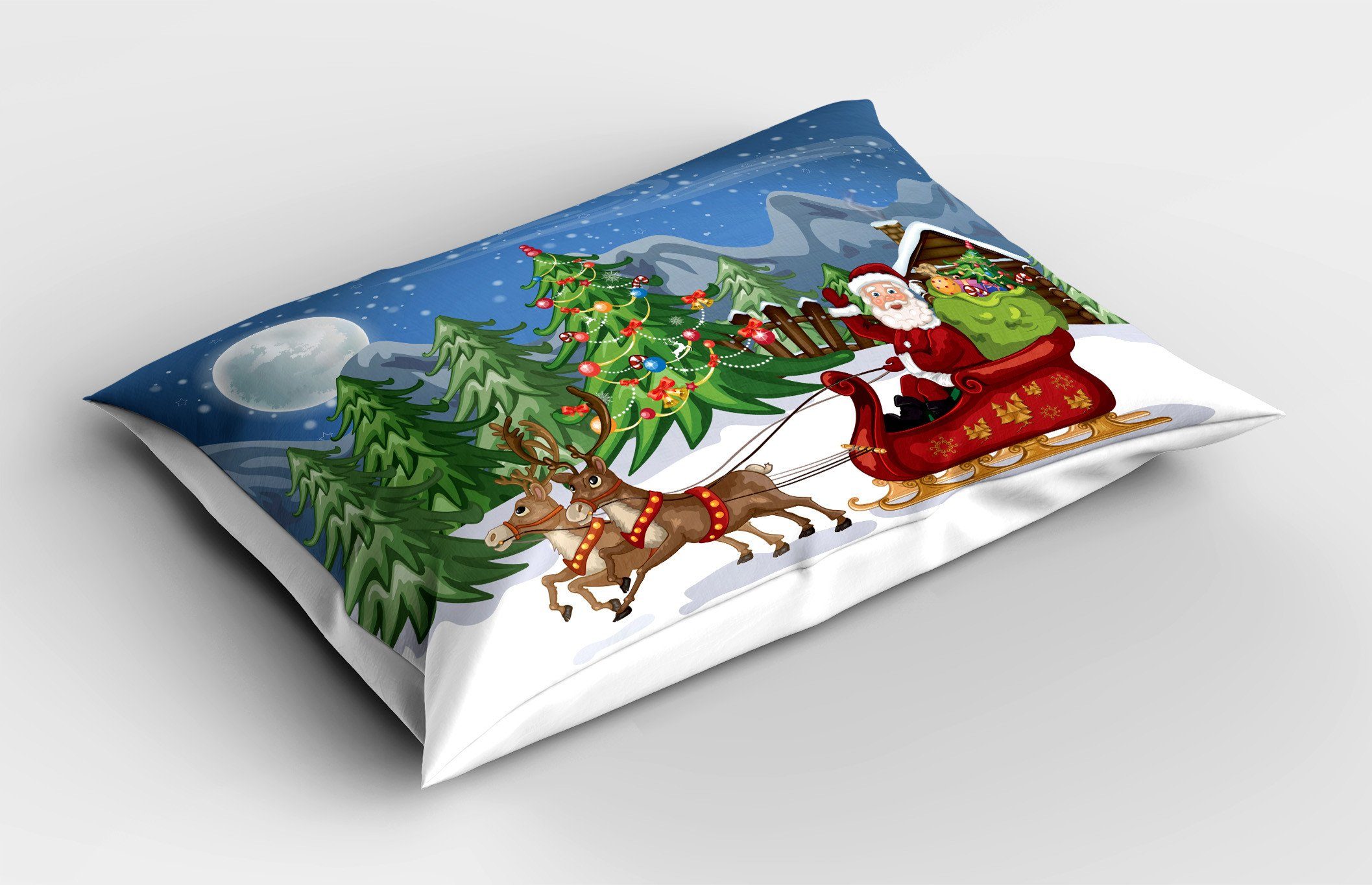 Dekorativer (1 Rentiere Schneewehe King Stück), Abakuhaus Weihnachten Kissenbezüge Standard Kissenbezug, Gedruckter Size