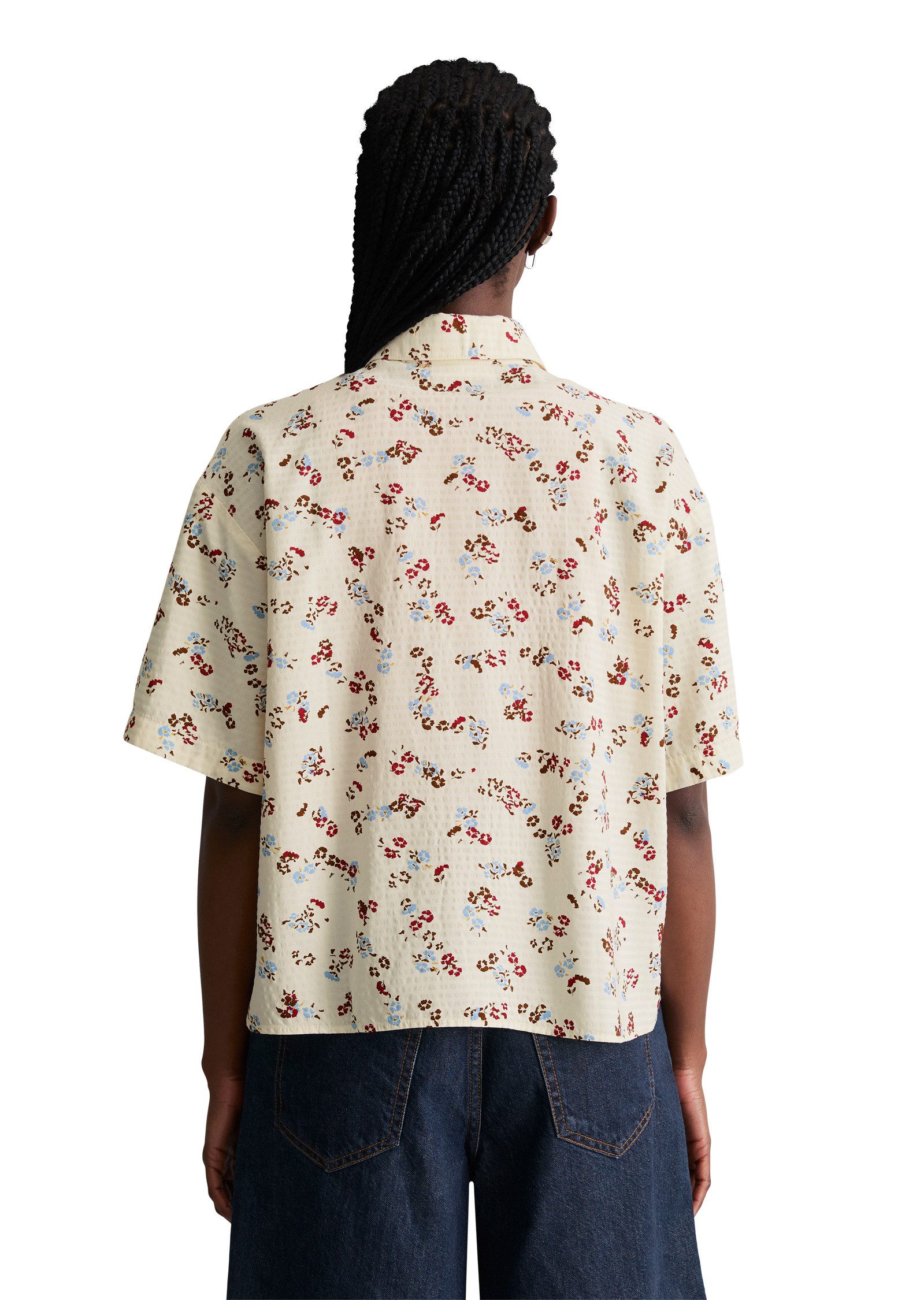 Marc O'Polo DENIM Kurzarmbluse aus LENZING™ ECOVERO™-Baumwolle-Mix