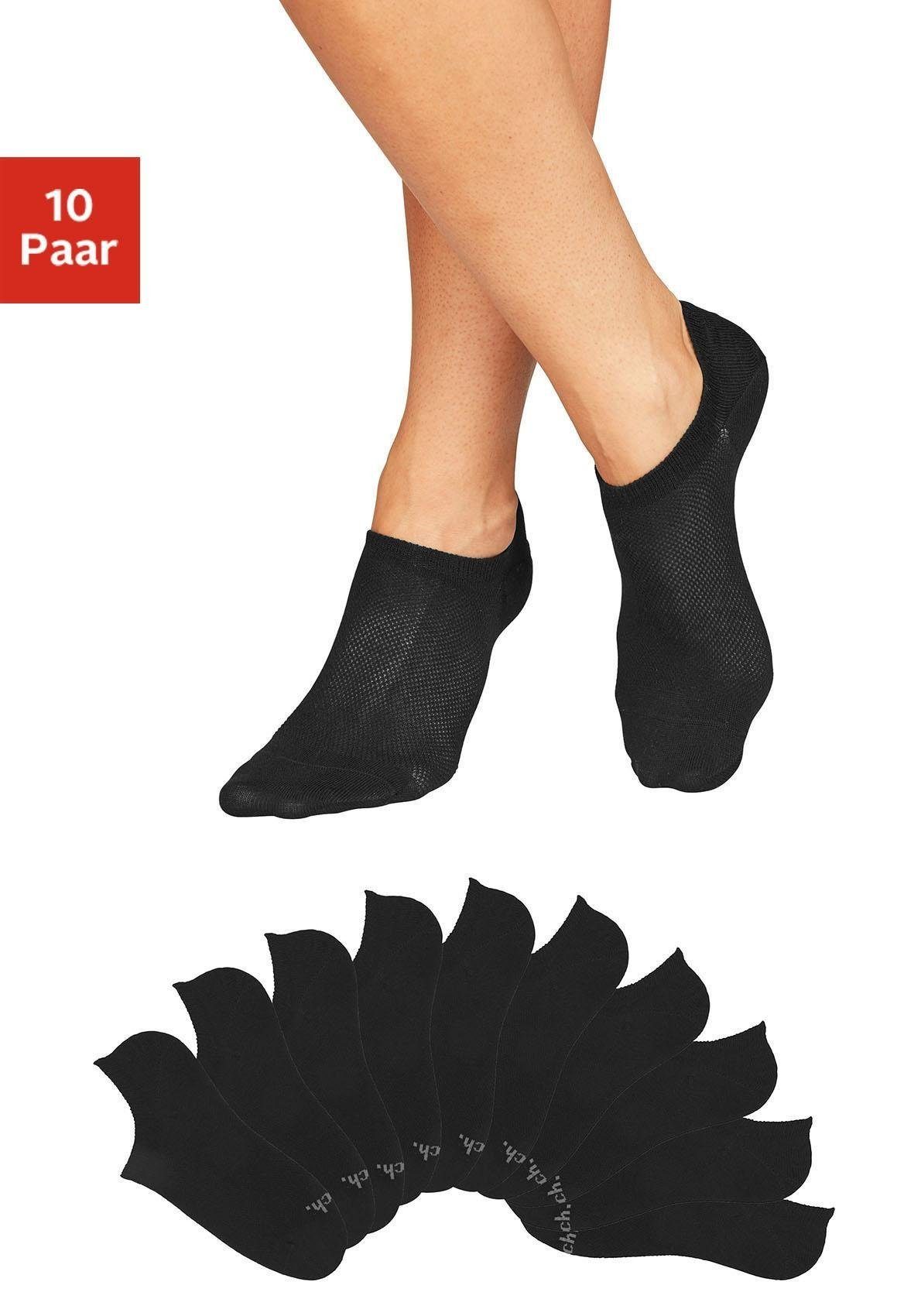 Bench. Sneakersocken Damen Füßlinge, Rutschfest Silikon, Atmungsaktive Kurzsocken (Packung, 10-Paar, No Show) mit Pikeestruktur für Loafer und Sneaker Schuhe