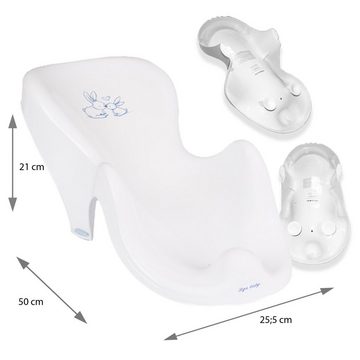 Tega-Baby Babybadewanne 5 Teile SET AB -BUNNIES + Ständer Weiß -Wanne Abflussset Baby, (Premium.set Made in Europe), **Wanne+ Sitz+ Töpfchen+ WC Aufsatz+ Ablauf Set+ Ständer**