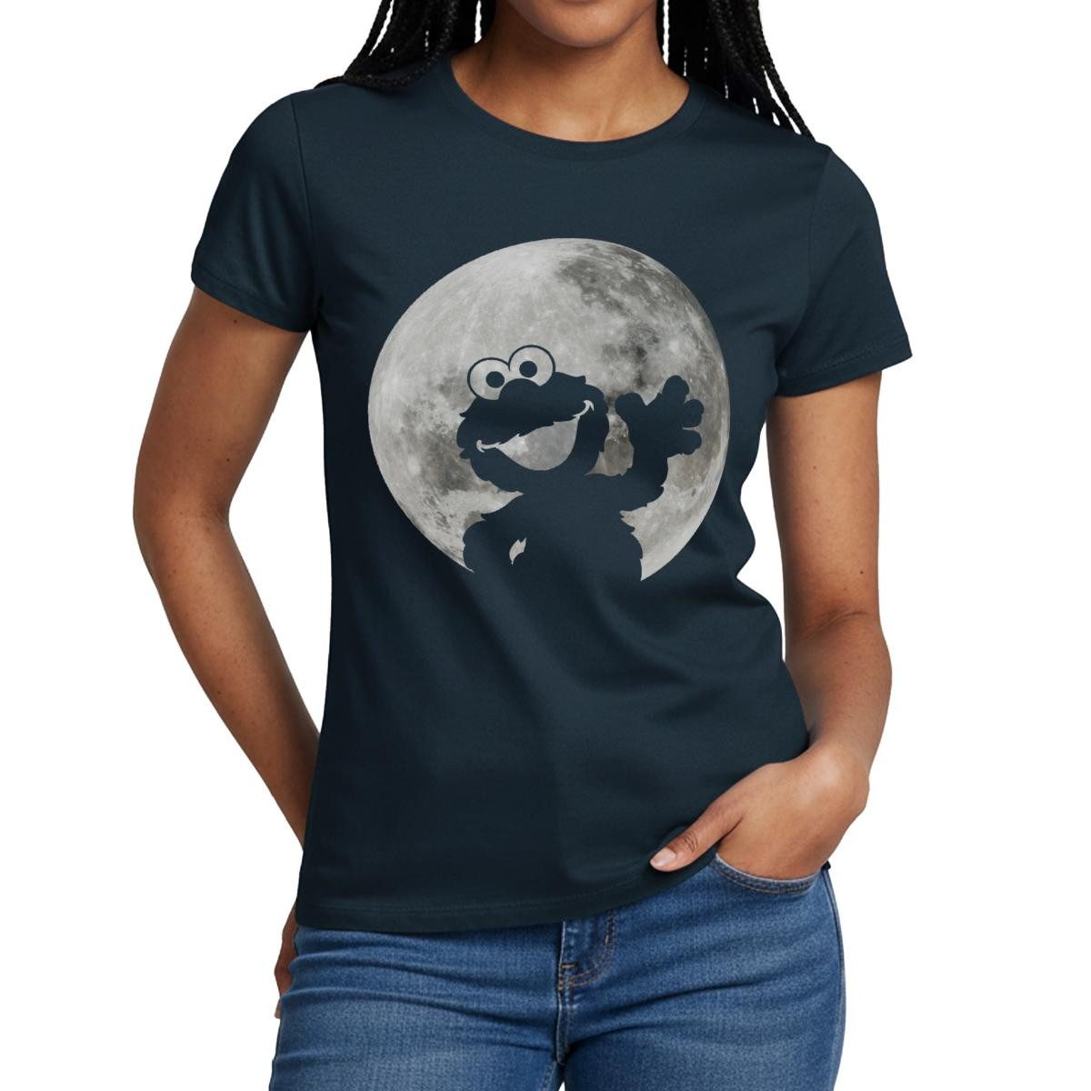 Spreadshirt T-Shirt Sesamstraße Elmo Im Vollmond Frauen T-Shirt (1-tlg)
