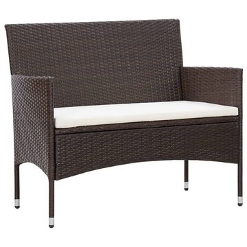 vidaXL Gartenlounge-Set 5-tlg. Garten-Lounge-Set mit Auflagen Poly Rattan Braun, (5-tlg)