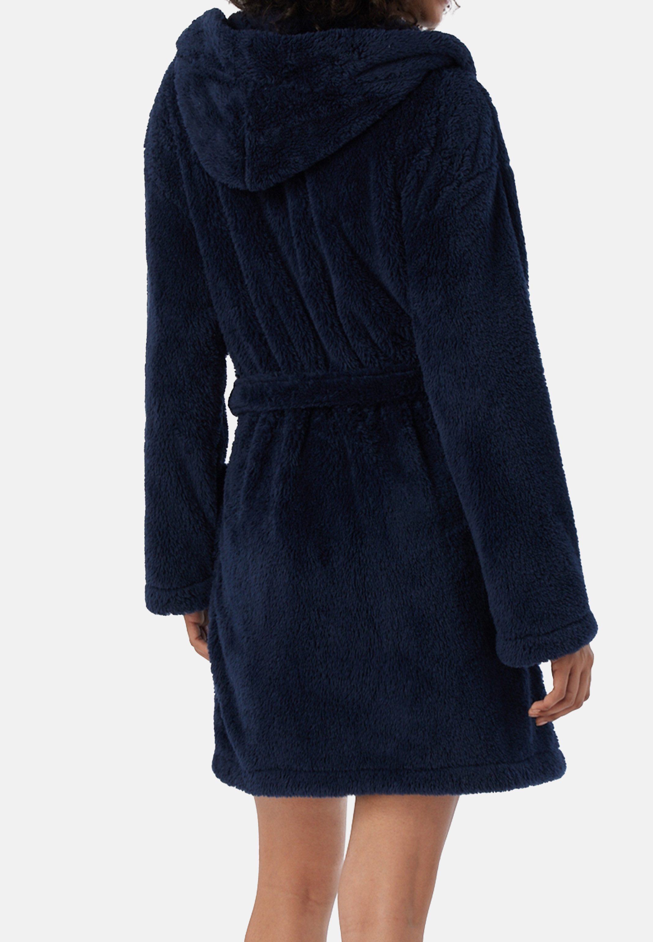 Schiesser Bademantel Teddy Fleece, Synthetik, nicht relevant, Gürtel, Bademantel - Comfort Fit mit 90 cm Länge
