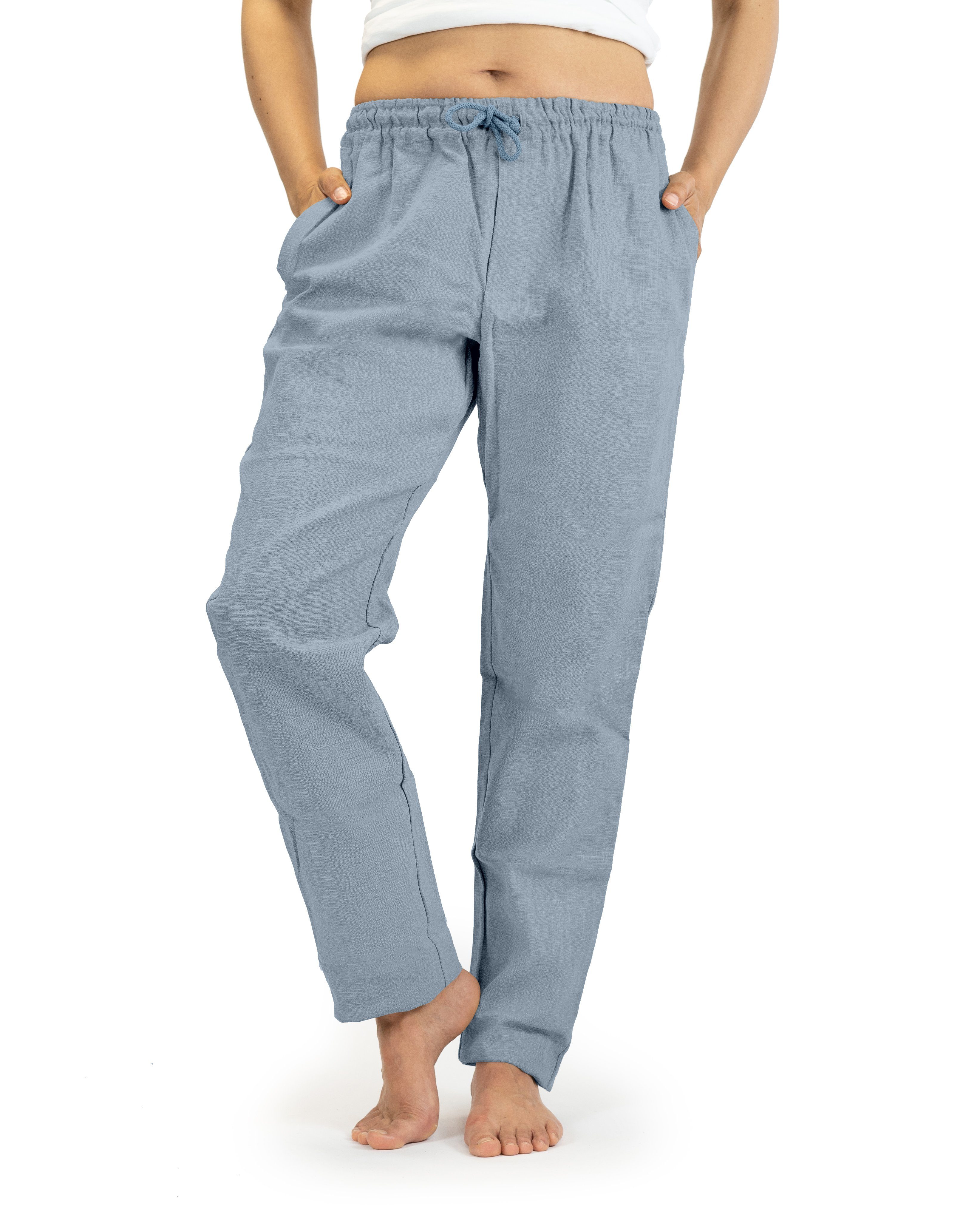 SCHAZAD Leinenhose Chino taubenblau