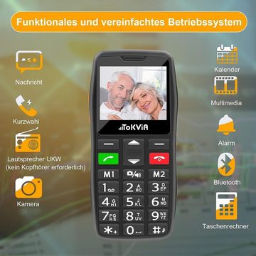 TOKVIA Seniorenhandy T102, Handy mit großen Tasten & Notruftaste Seniorenhandy (1,77 Zoll, USB Typ-C)
