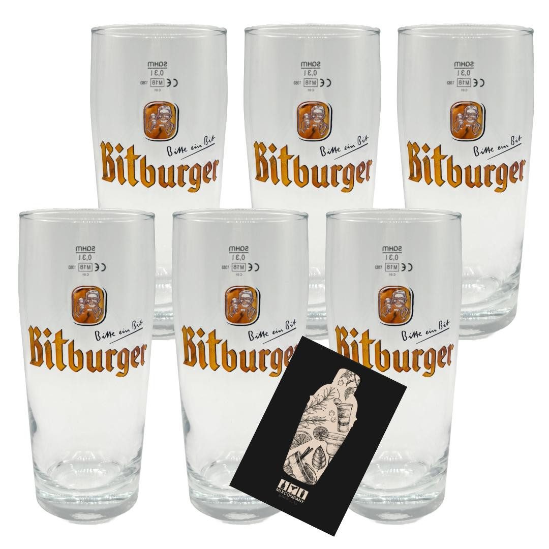 Bitburger Bierglas Bitburger Келихи пива 6er-Set – 0,3L geeicht, klassisches Pilsbierg