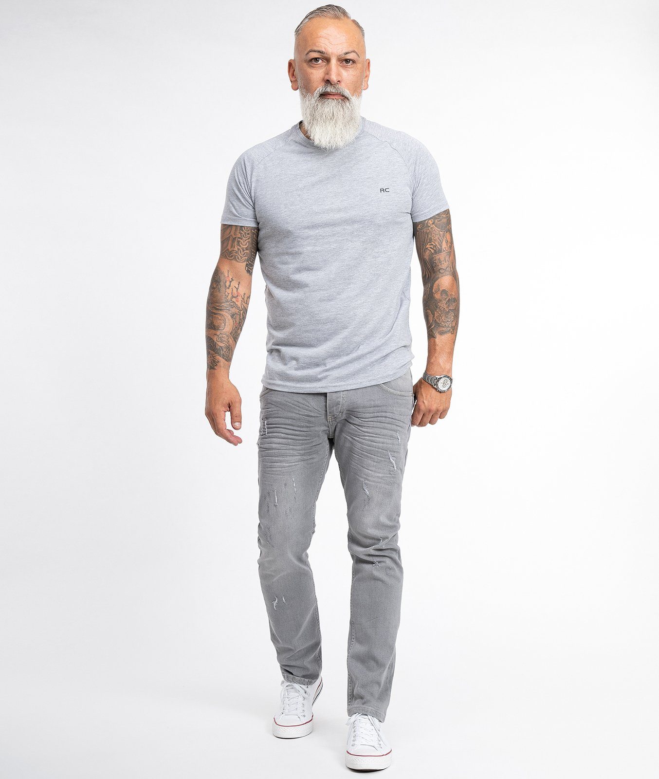 Rock Creek Straight-Jeans Herren Jeans Stonewashed Grau RC-2105 – Bild 4 von 4