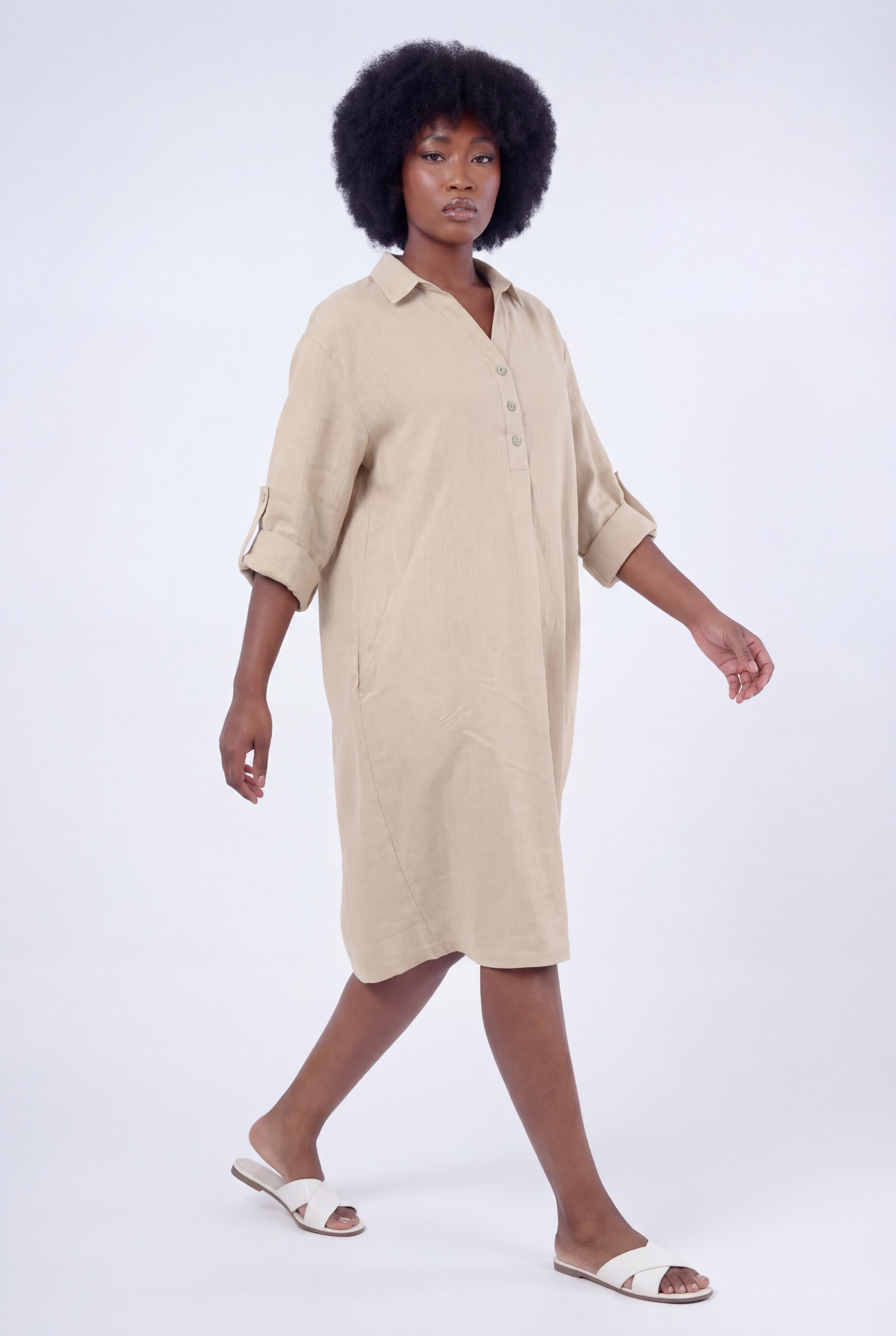 YC Fashion & Style Blusenkleid Leinen-Tunika Oversized One Size in Unifarbe