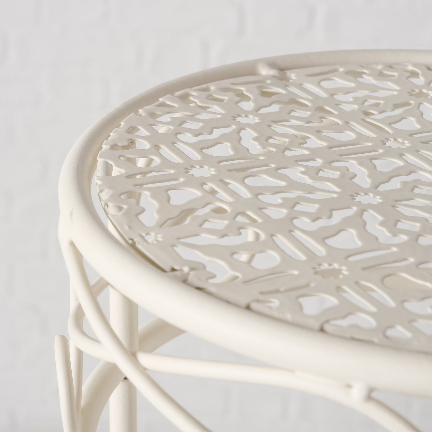 Meinposten Beistelltisch Lea weiß Metall Telefontisch Pflanzentisch Blumenständer, In 3 Größen erhältlich