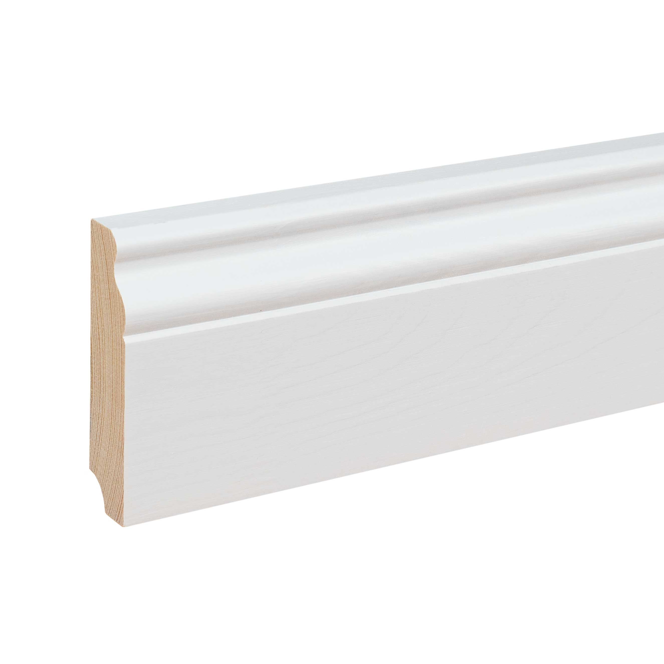 PROVISTON Sockelleiste 19 x 80 x 2400 mm Berliner Fußleiste Massivholz Weiß by PROVISTON, L: 240 cm, Spar-Set, 10-St.