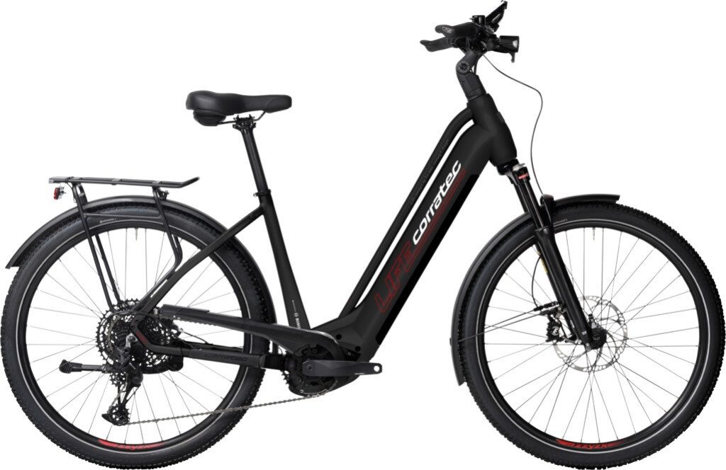 corratec E-Bike Touren Bike Life CX7 12S ABS Black/White/Red 27,5" 750 Wh Wave, 12 Gang SRAM SRAM SX EAGLE 12-SPEED Schaltwerk