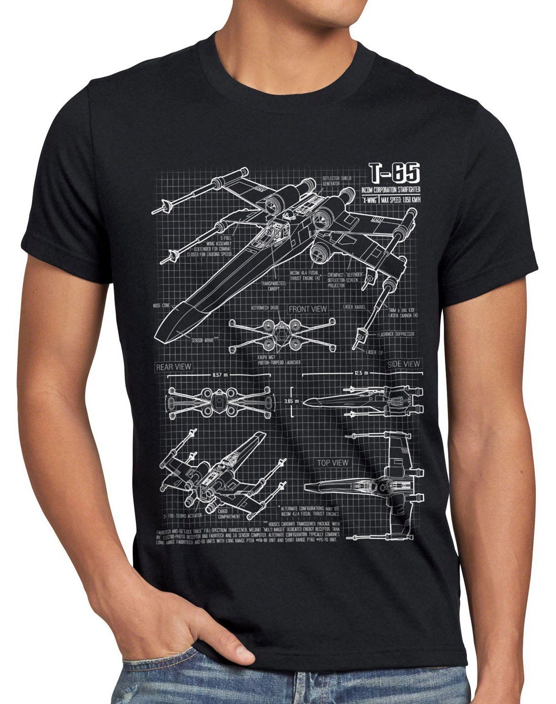 style3 Print-Shirt T-65 Jäger Herren T-Shirt wing star darth wars rebellion battlefront x-flühler schwarz