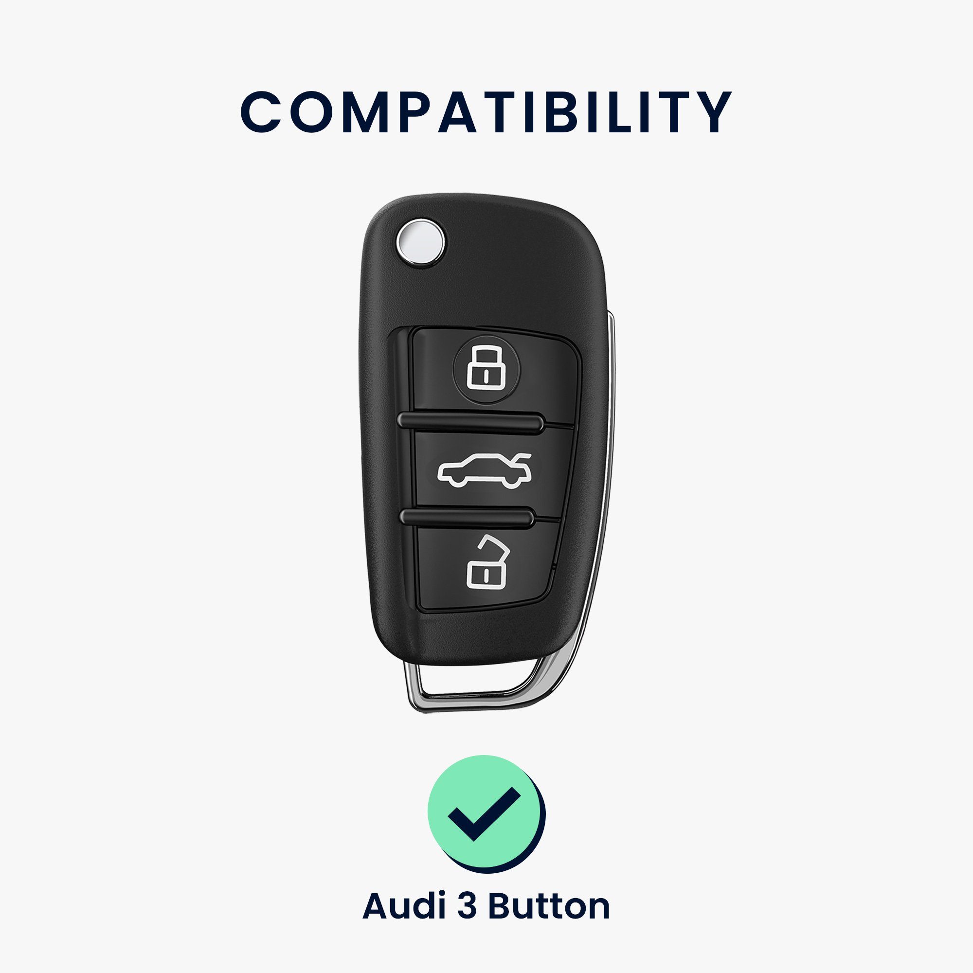 kwmobile Schlüsseltasche Autoschlüssel Hülle für Silikon Audi, Schlüssel Anthrazit Cover Hochglanz Case Schlüsselhülle