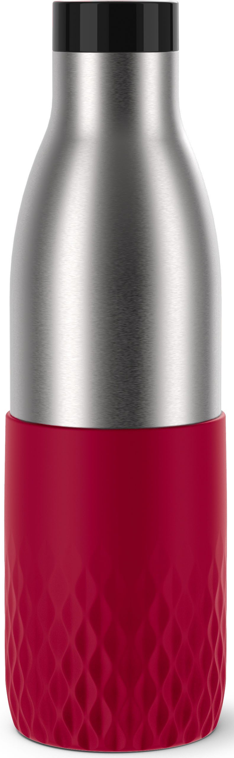 Emsa Trinkflasche Bludrop Sleeve, Edelstahl/Silikon, Quick-Press, 12h warm/24h kühl