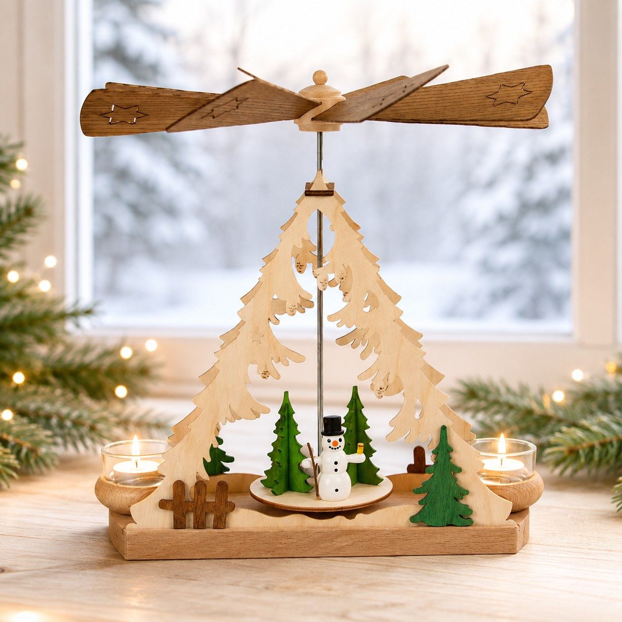 Kuhnert Weihnachtspyramide Kuhnert Teelichtpyramide, verschiedene Motive zur Auswahl, Made in Germany - Echte Kunst aus dem Erzgebirge