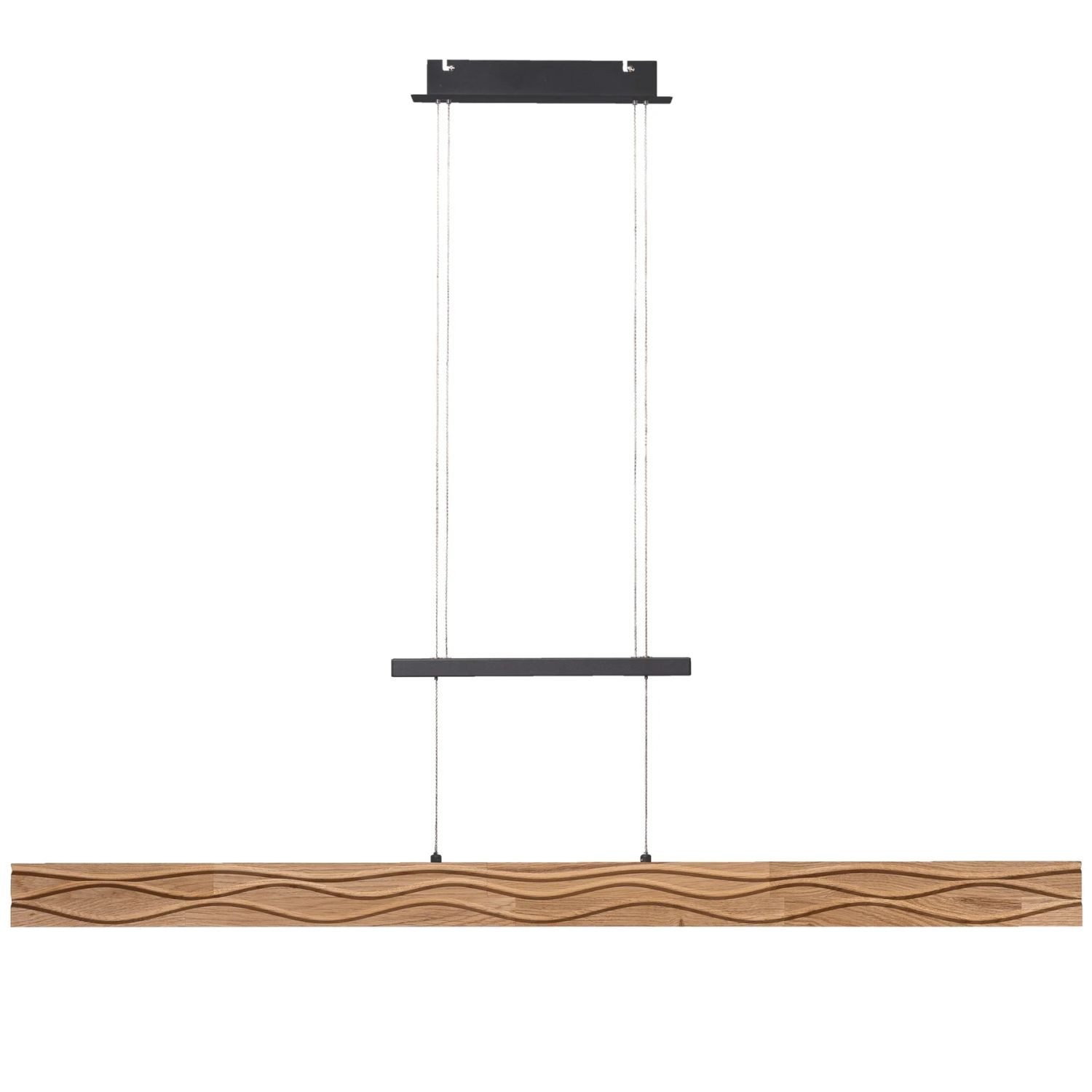 Licht-Erlebnisse Pendelleuchte CURRAN, LED, LED Holz Metall Touch Dimmer 120 cm Up Down Farbwechsel 3000-5000 K