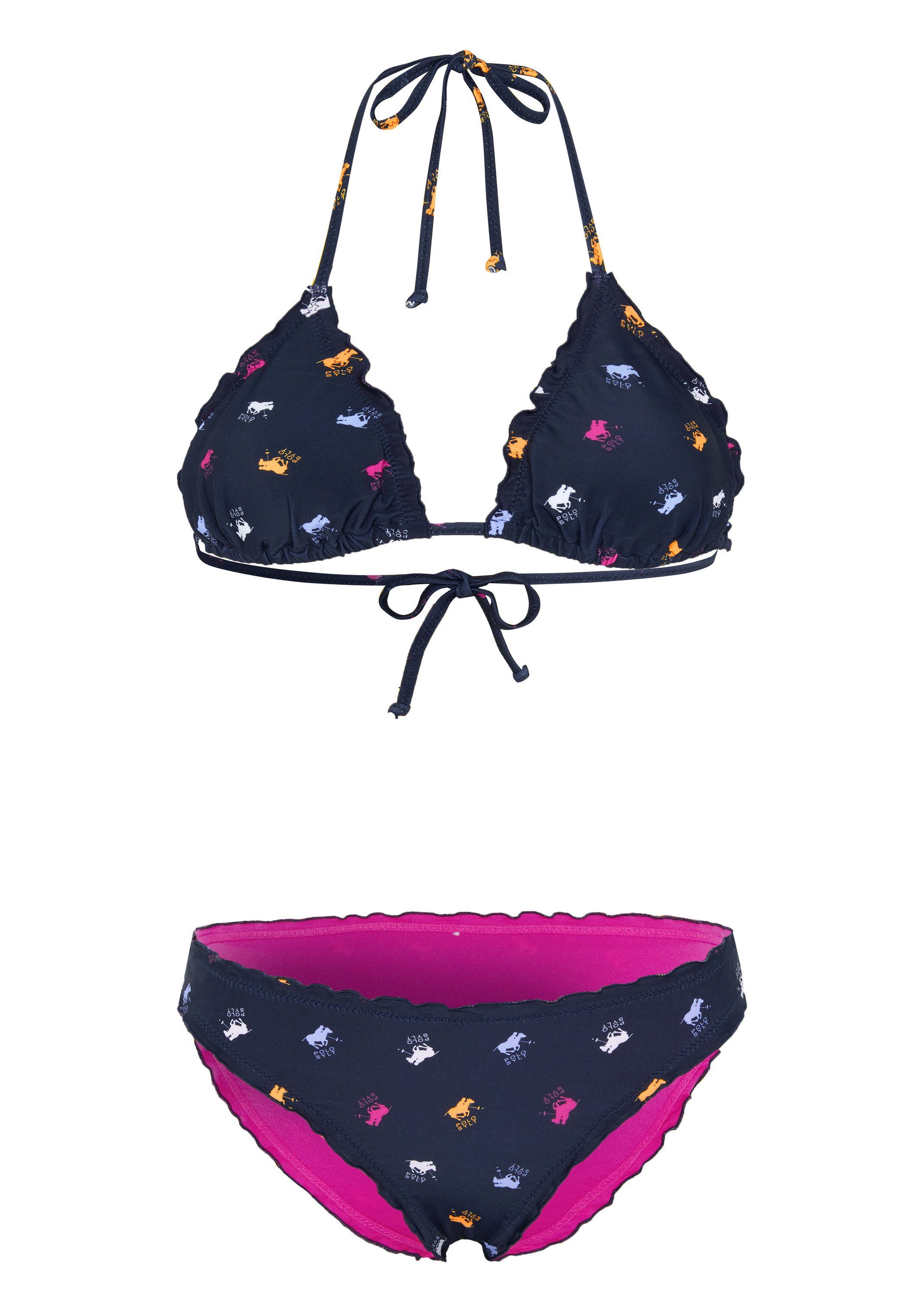 Polo Sylt Triangel-Bikini mit Allovermuster (Set) 4829 Dark Blue/Pink
