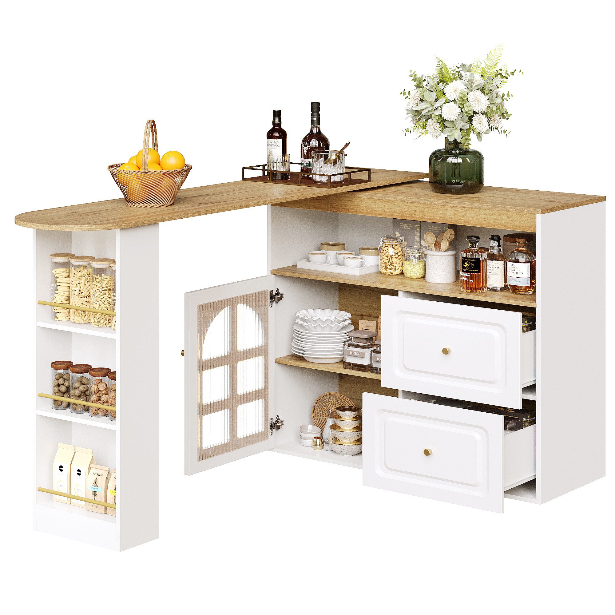 MODFU Bartisch 360° Drehbarer Bartisch,Kücheninsel (Sideboard-Schrank günstig online kaufen