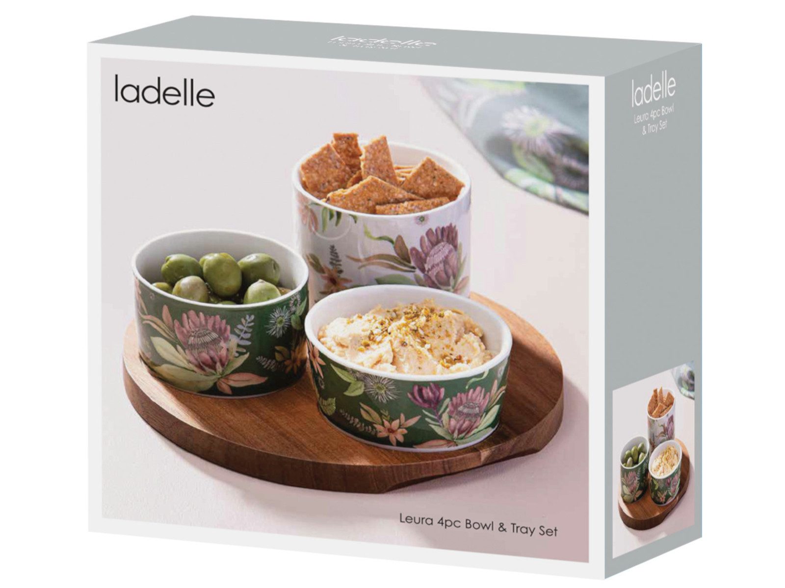 Ladelle Schale Leura Rund Assortiert Schalenset 4tlg, Akazienholz / Porzellan, (Schüsseln & Schalen)