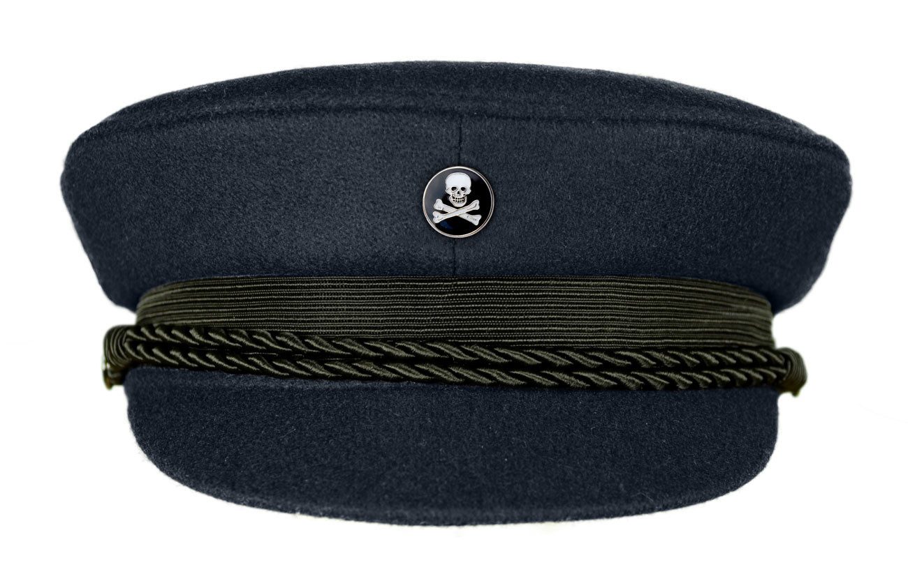 MADSea Schiebermütze Elbsegler Premium mit Motivpin Pirat maritime Kapitänsmütze mit Krone, Zierband und Kordel