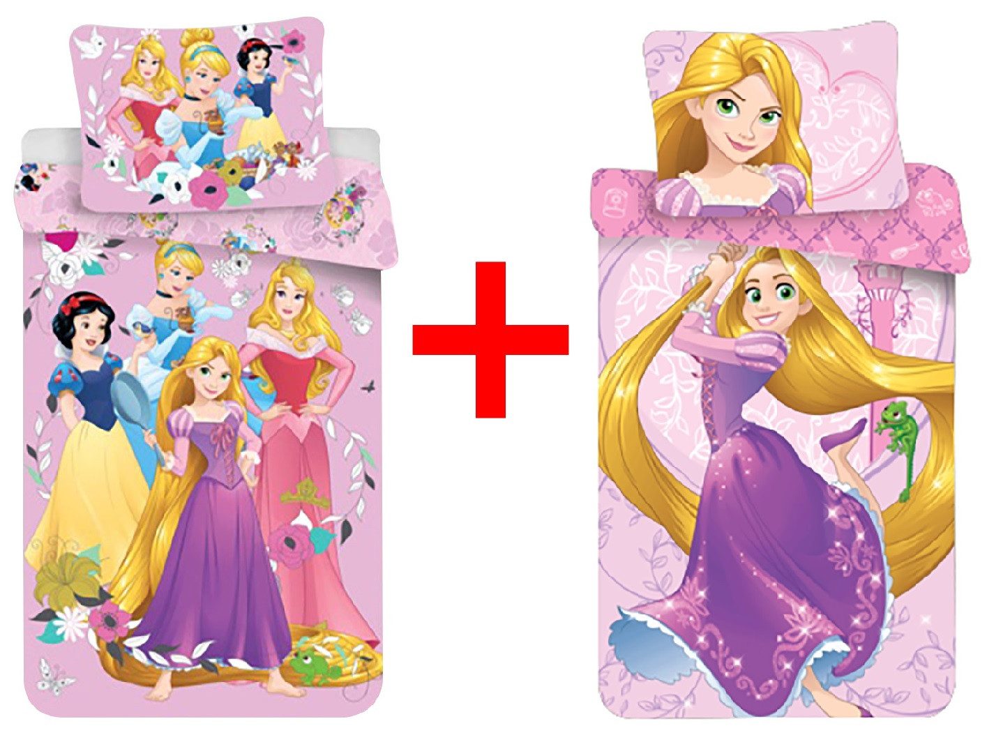 Disney Bettwäsche Disney Cinderella Schneewittchen + Rapunzel Bettwäsche 140x200cm, Renforcé, 2 teilig