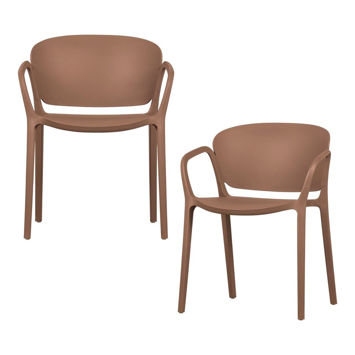 WOOOD Gartenstuhl 2er-Set Bent - Kunststoff Lachsrosa, Stapelbar, geeignet für den Innen- und Außenbereich