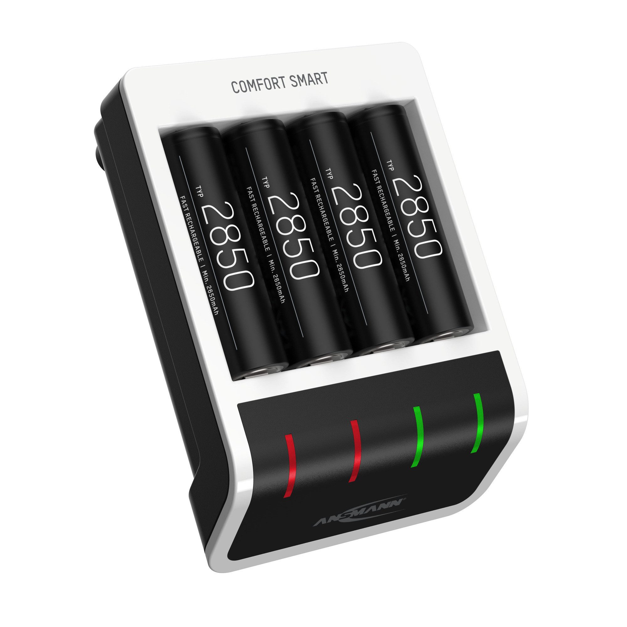 ANSMANN AG Ansmann Akku Ladegerät inkl. 4x AA Akkus 2850mAh, intelligente Ladung Universal-Ladegerät