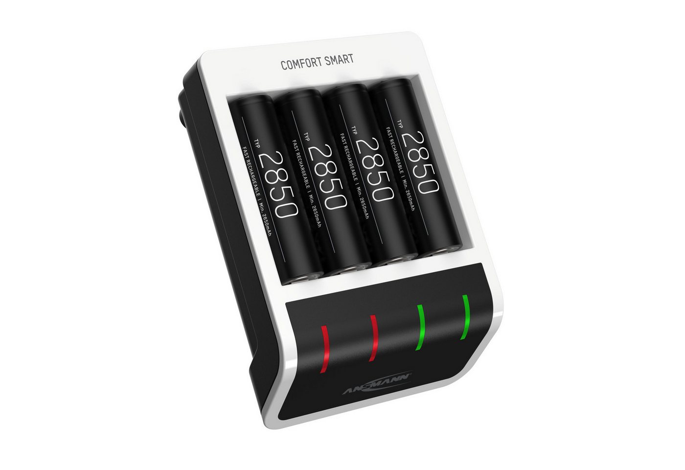 ANSMANN AG Ansmann Akku Ladegerät inkl. 4x AA Akkus 2850mAh, intelligente Ladung Universal-Ladegerät