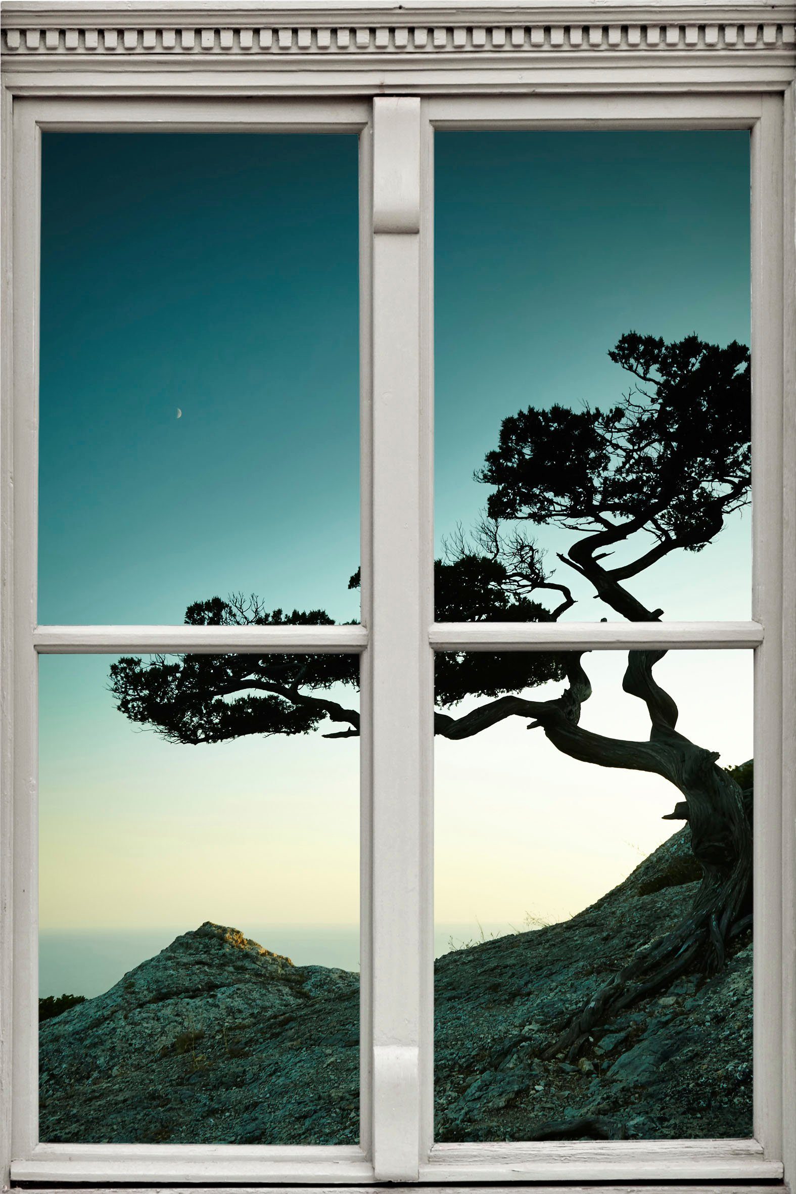 queence Wandsticker Küste, Wandsticker, Wandbild, selbstklebend, 3D, Fenster