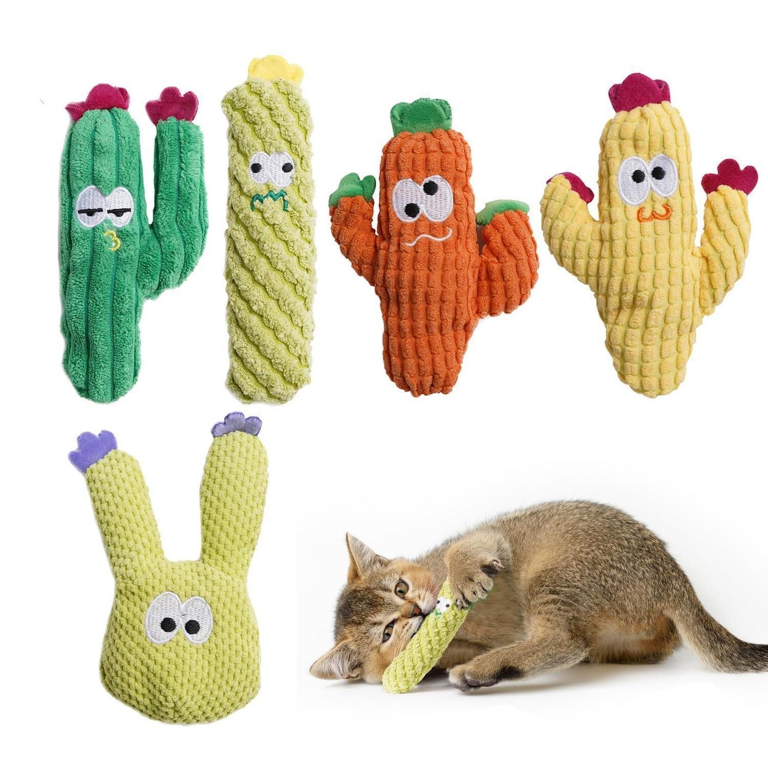 LuxusKollektion Tierkuscheltier Katzenspielzeug 5er-Pack Kaktus Bio-Katzenminze, Textil, (5-tlg)