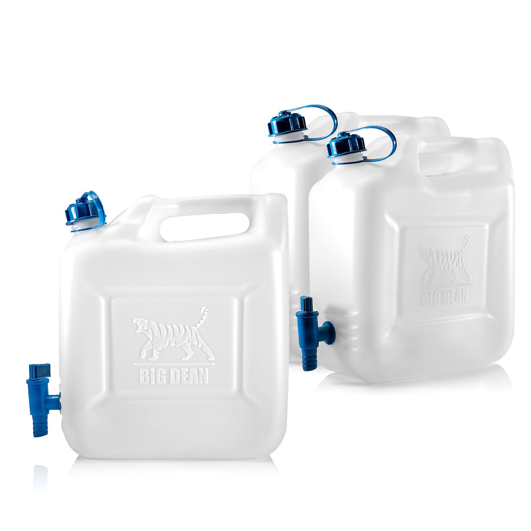 BigDean Kanister 3x Wasserkanister 12l Trinkwasserbehälter Trinkwasserkanister mit Hah (Set, 3 St., Kanister), Lebensmittelecht, Temperaturbeständig -20 bis +70 °c